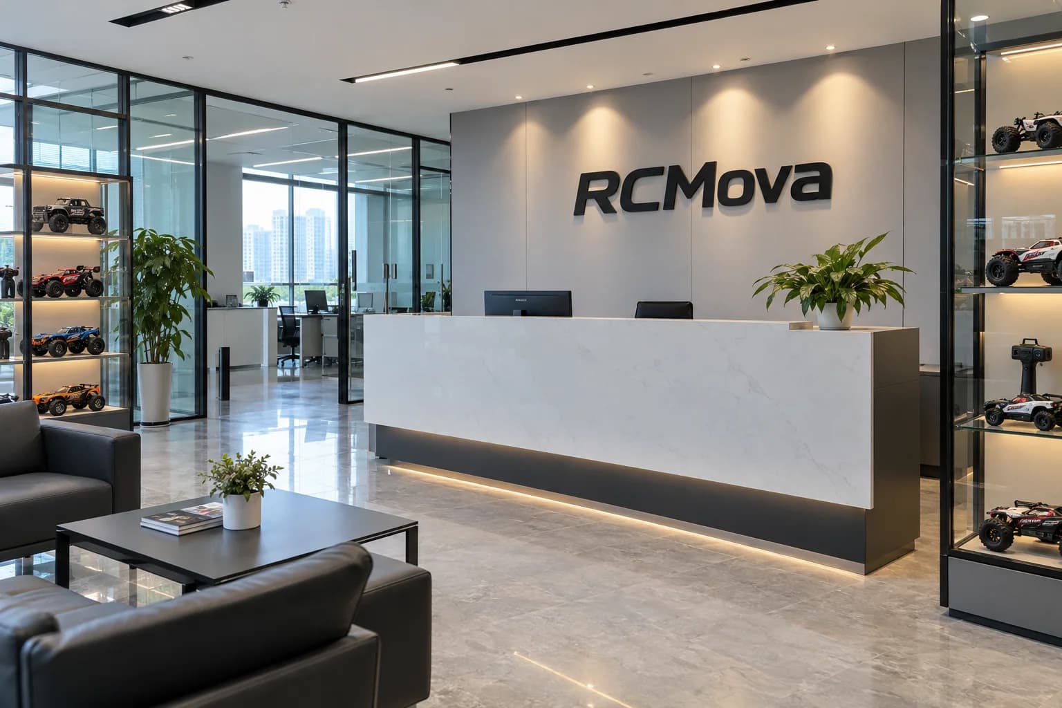RCMova reception with remote control toy displays in the Shenzhen office